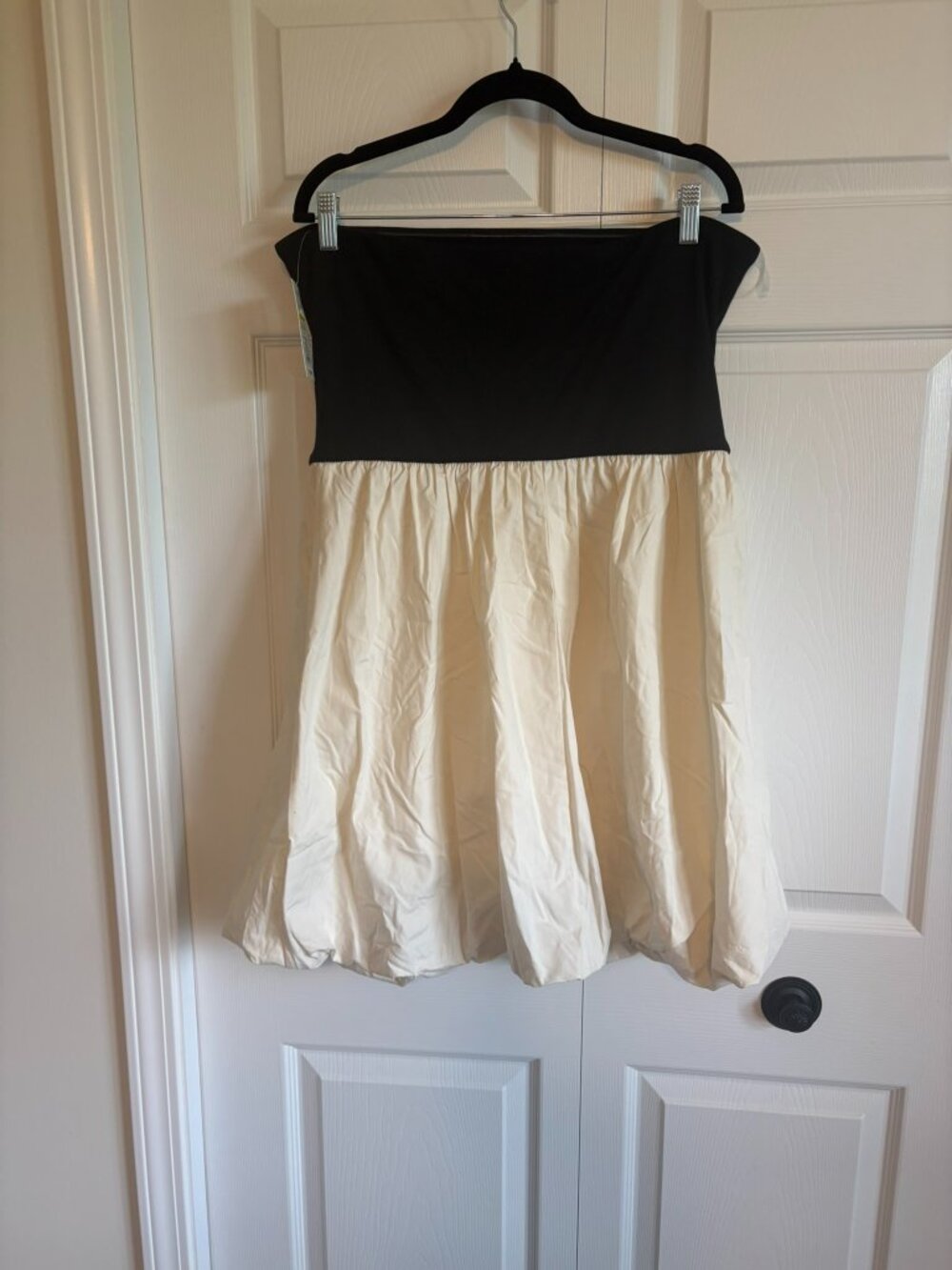 🌼A New Day black and cream ribbed tube bubble mini dress Large